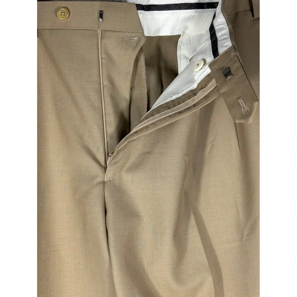 Lauren Ralph Lauren Mens Total Comfort Pleated Cuffed Dress Pants Tan 38W 32L